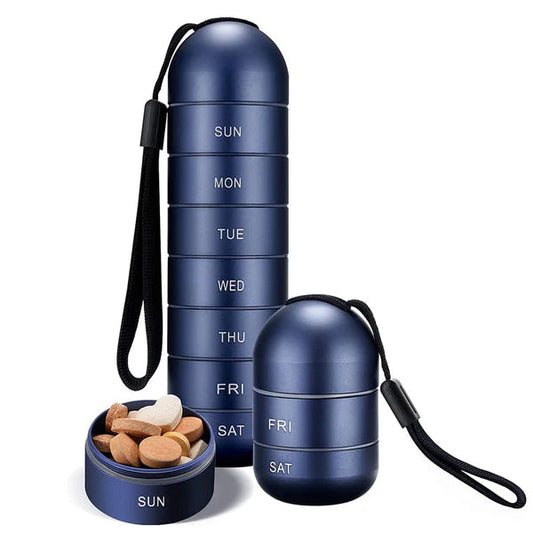 Pilulier en aluminium, design compact et transportable