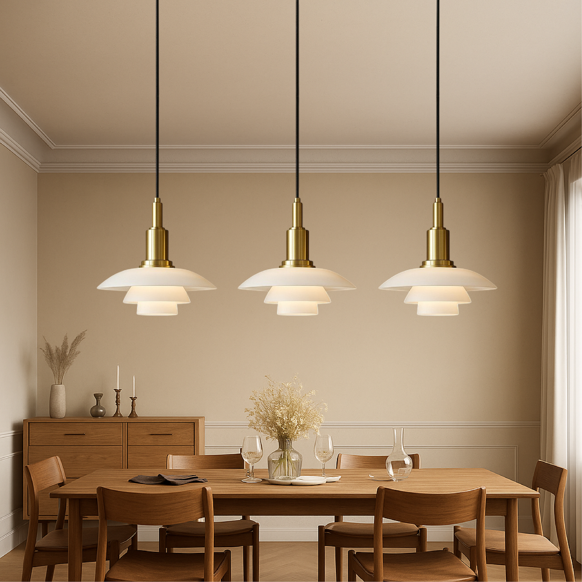 Lampe suspendue danoise avec deux têtes en verre