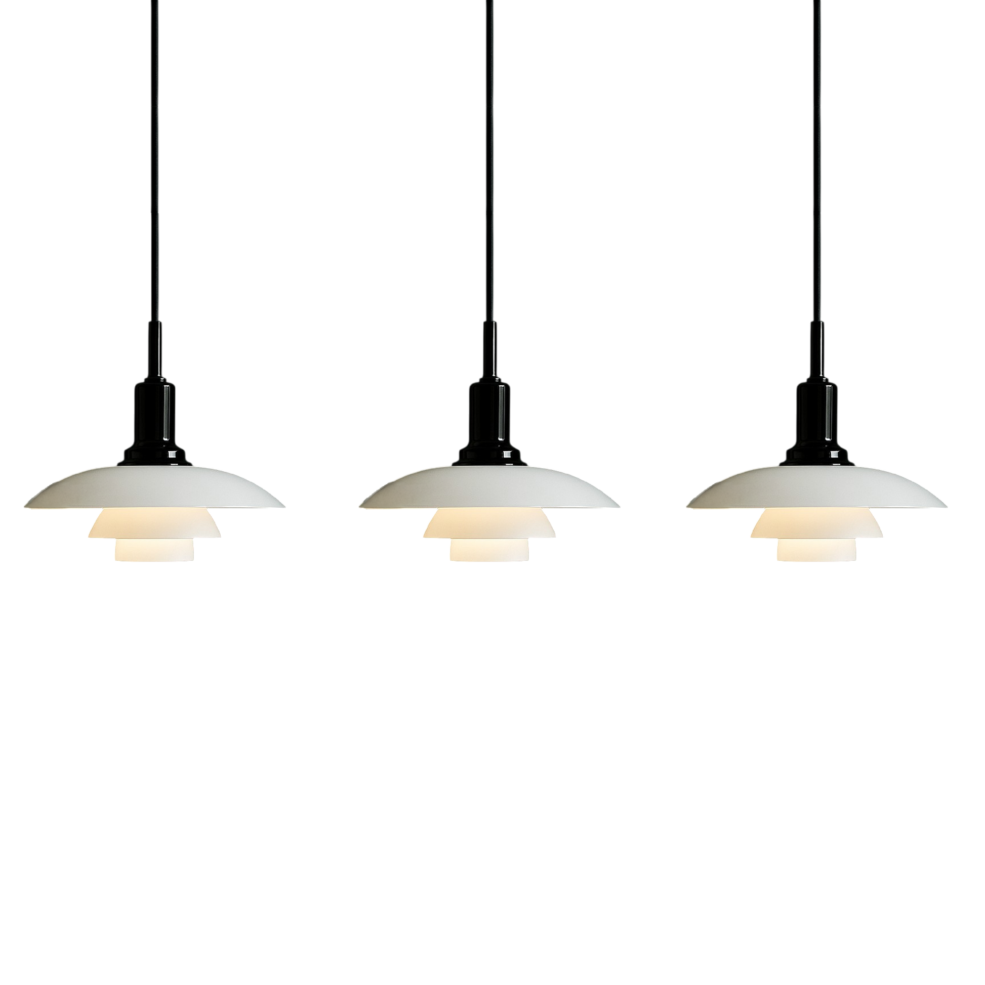 Lampe suspendue danoise éclairant un îlot de cuisine