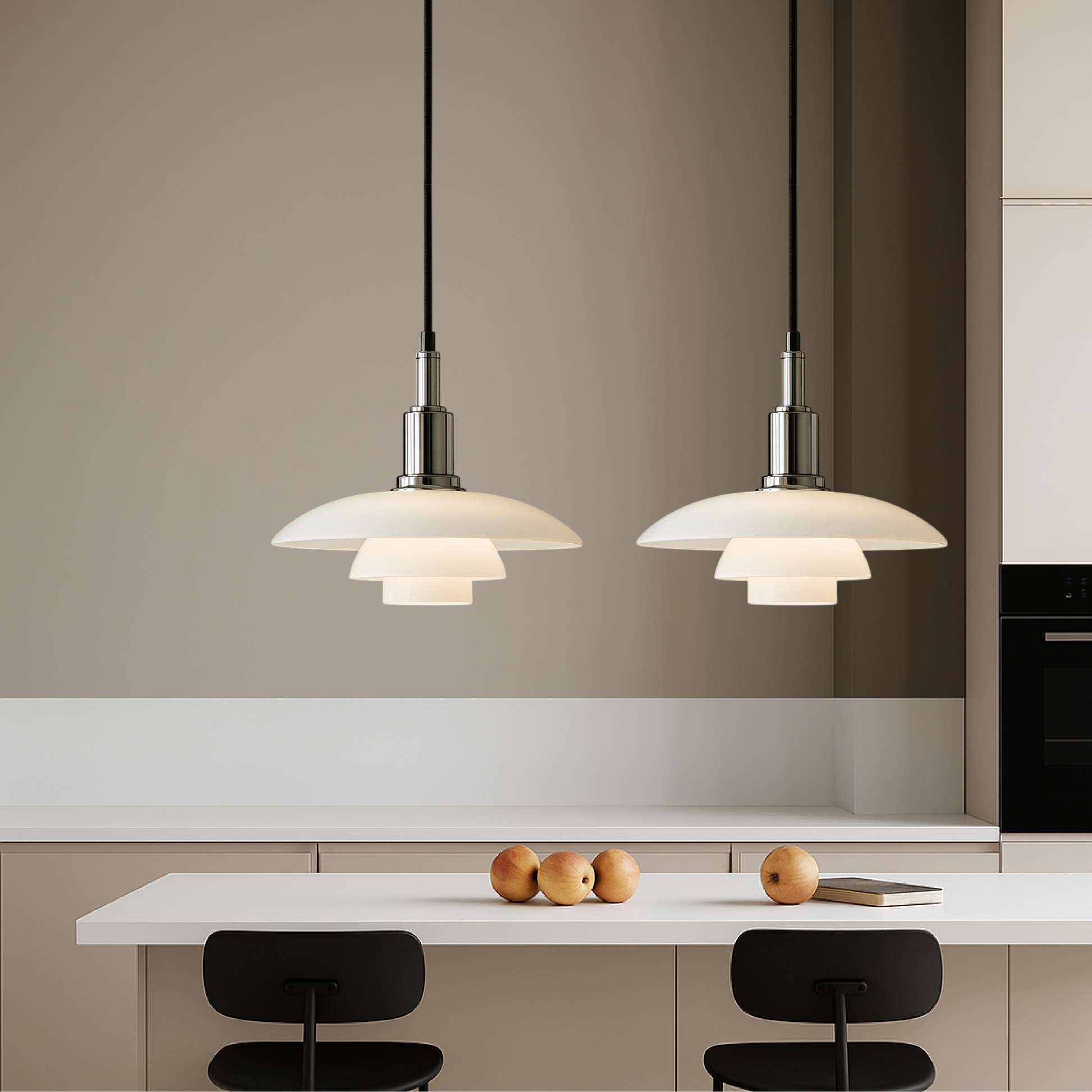 Lampe suspendue danoise avec trois têtes, design épuré