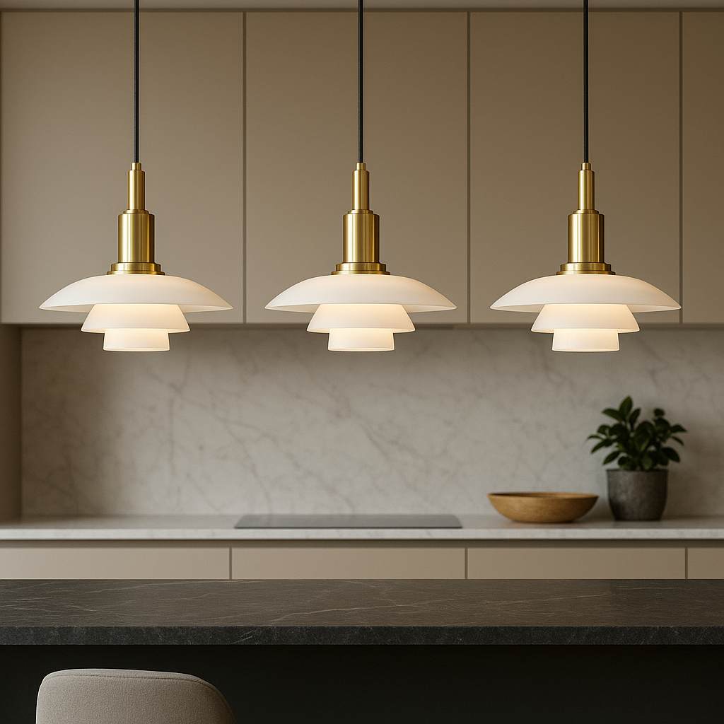 Lampe suspendue avec têtes réglables, ambiance chaleureuse