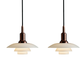 Vue latérale de la lampe suspendue danoise à trois têtes