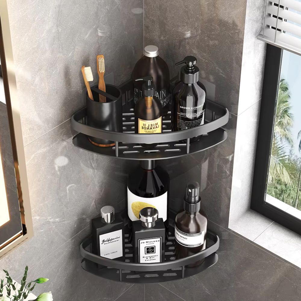 Étagère de douche avec crochet ajustable pour accessoires