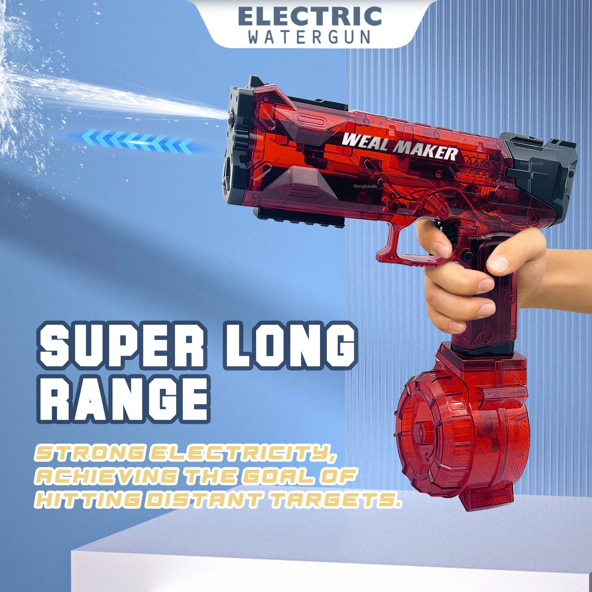 Pistolet à eau électrique coloré sur fond blanc