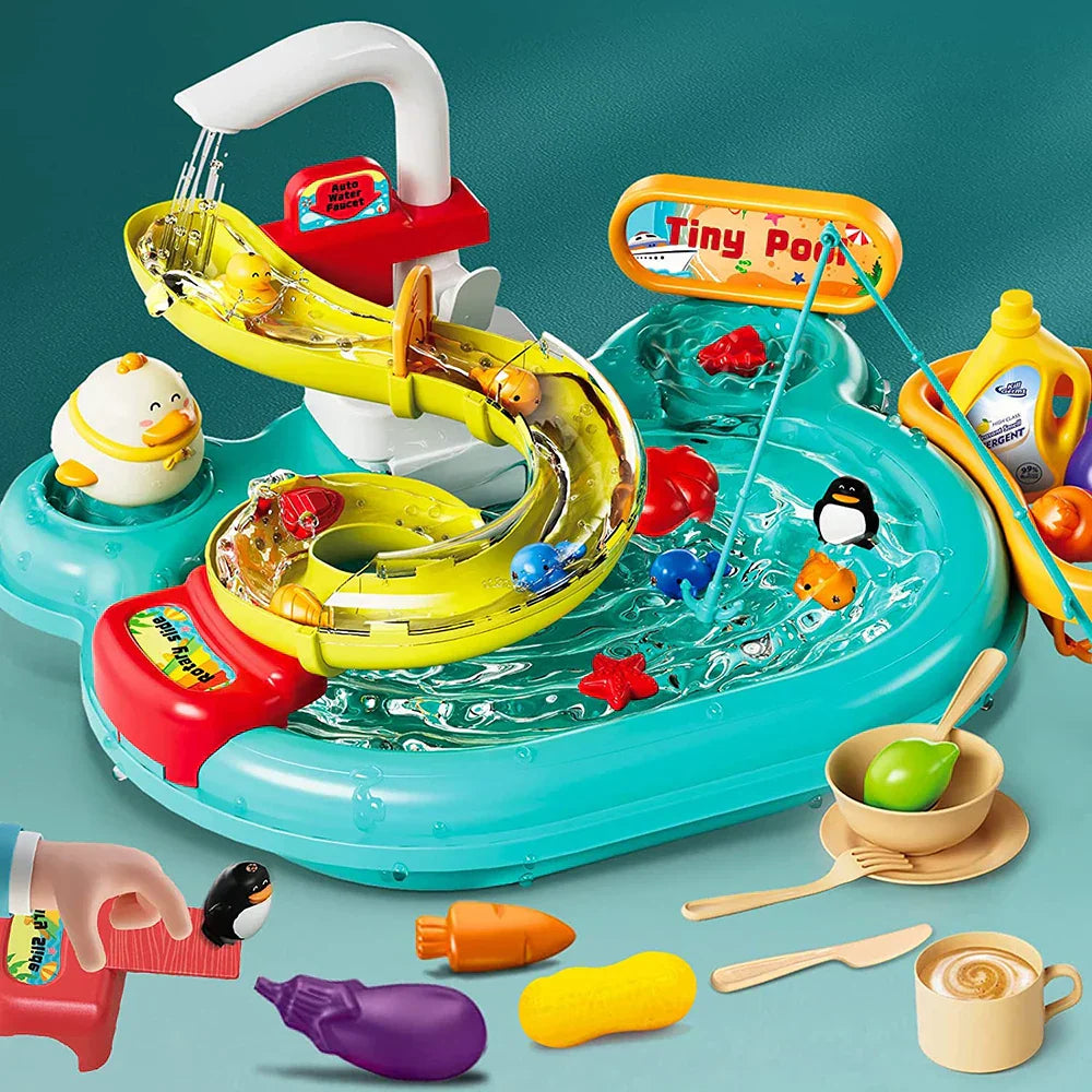 Roue à eau tournante dans la cuisine de jeu