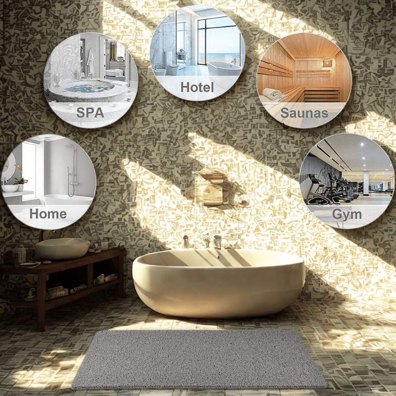 Tapis en PVC antibactérien sur sol de salle de bain