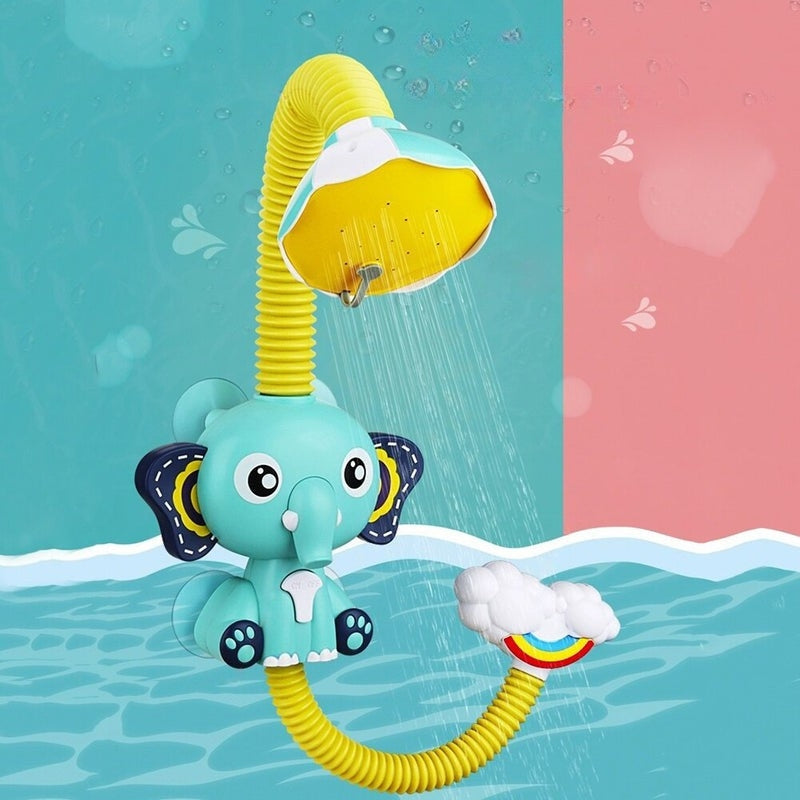 Fixation par ventouse du jouet éléphant dans la baignoire