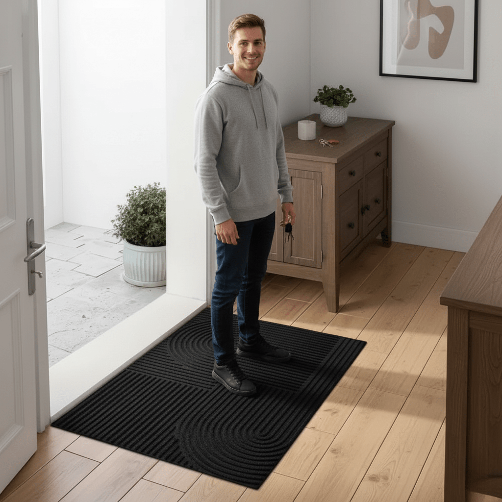 Tapis de porte en microfibre avec motif de lignes fluides