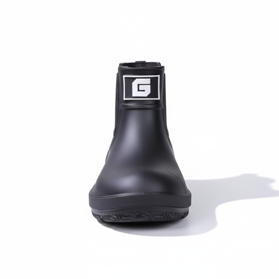 Vue latérale de bottes imperméables avec semelle antidérapante