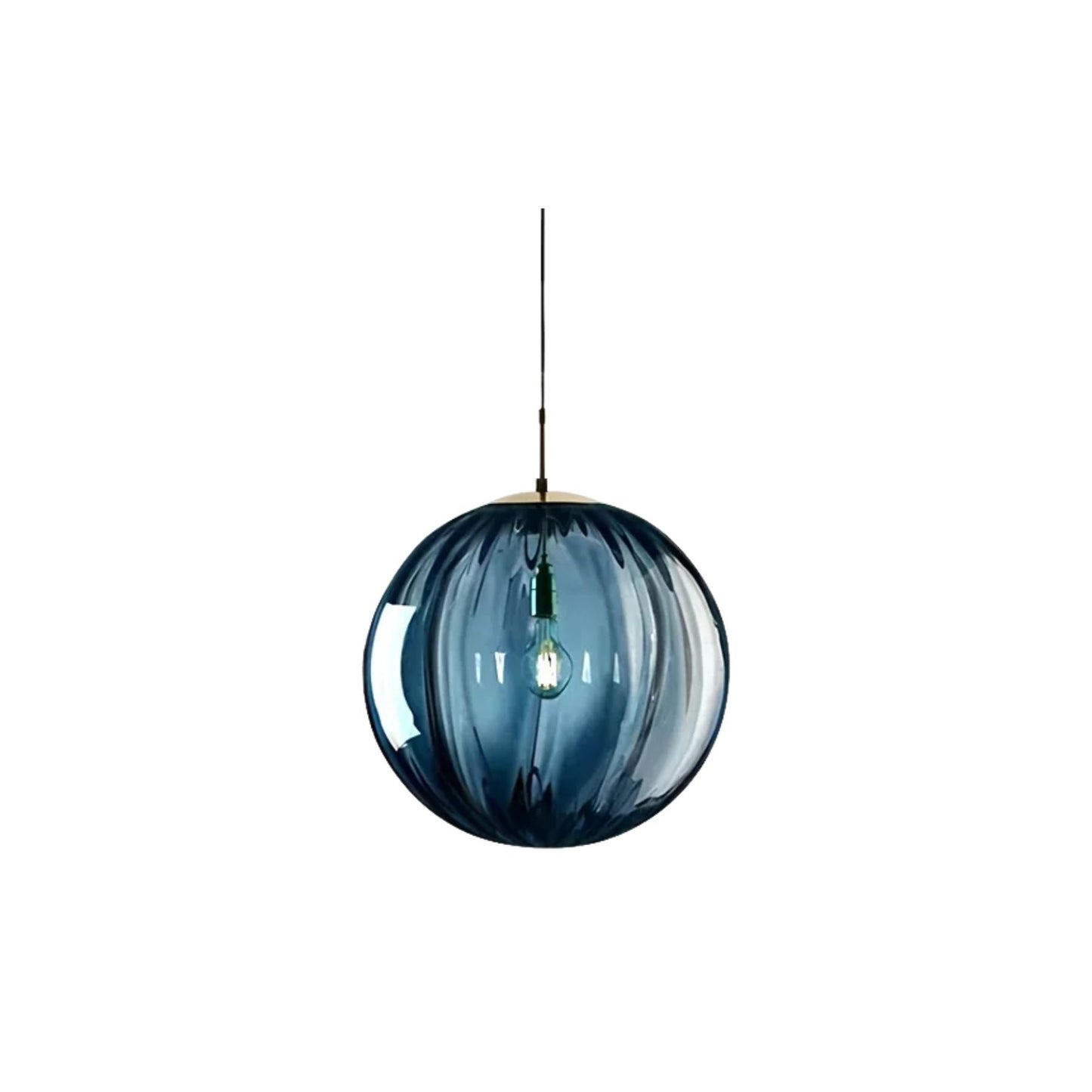Suspension en verre texturé avec motif aquatique vue de côté