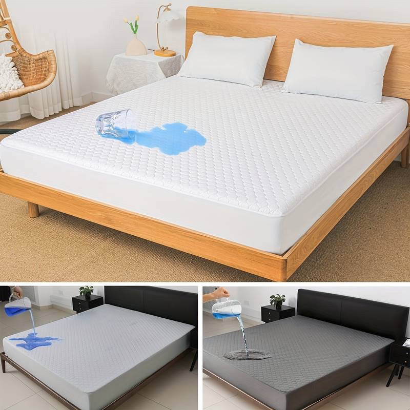 Vue de dessus d'une protection de matelas matelassée blanche