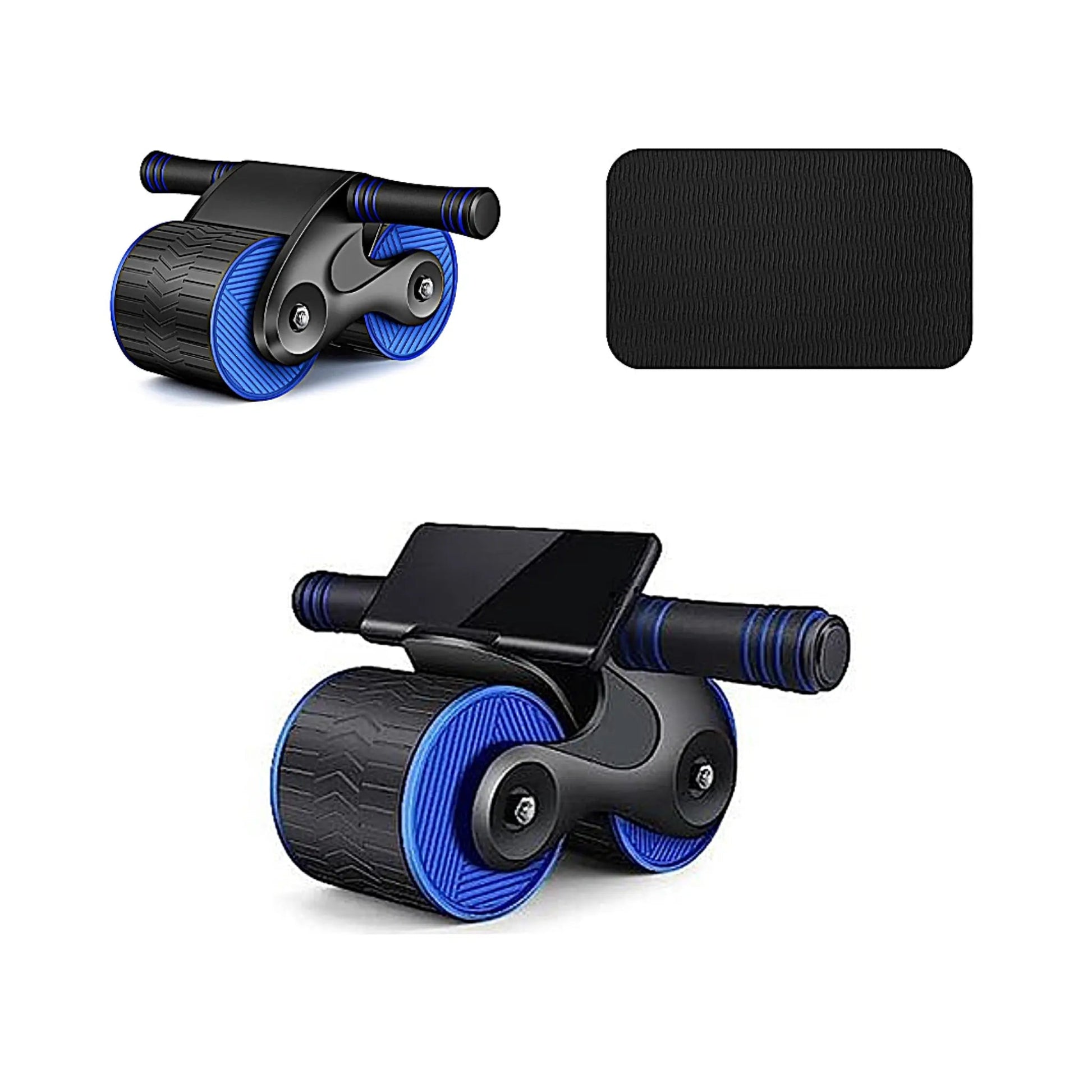 Vue latérale de la roue abdominale avec support pour smartphone