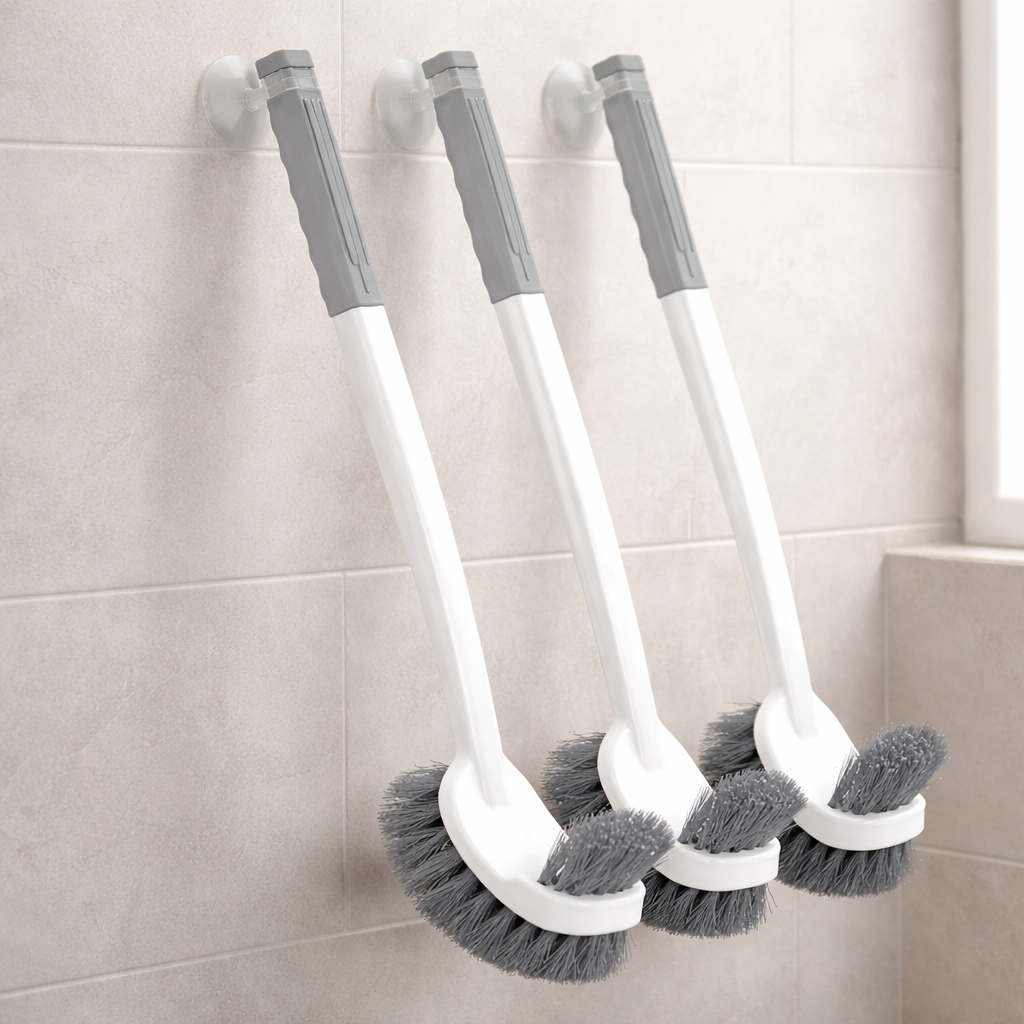 Brosse de toilette murale avec tête angulaire double face