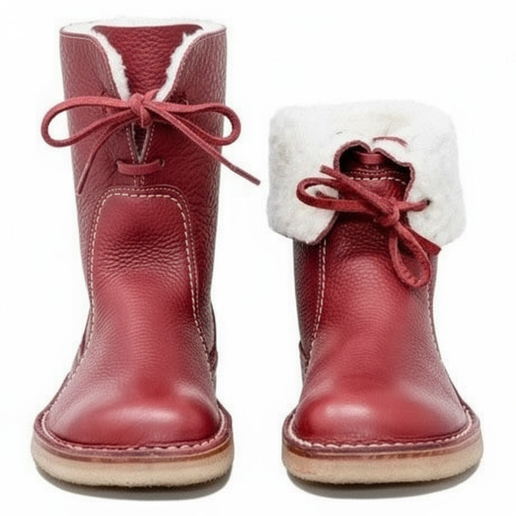 Vue arrière des bottes imperméables avec lacets ajustables