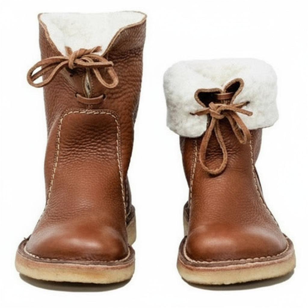 Détail de la doublure en laine à l'intérieur des bottes
