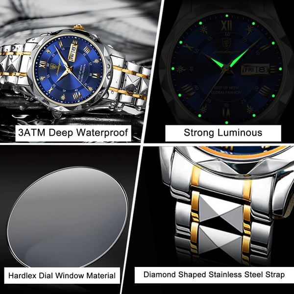 Vue latérale de la montre étanche en acier inoxydable