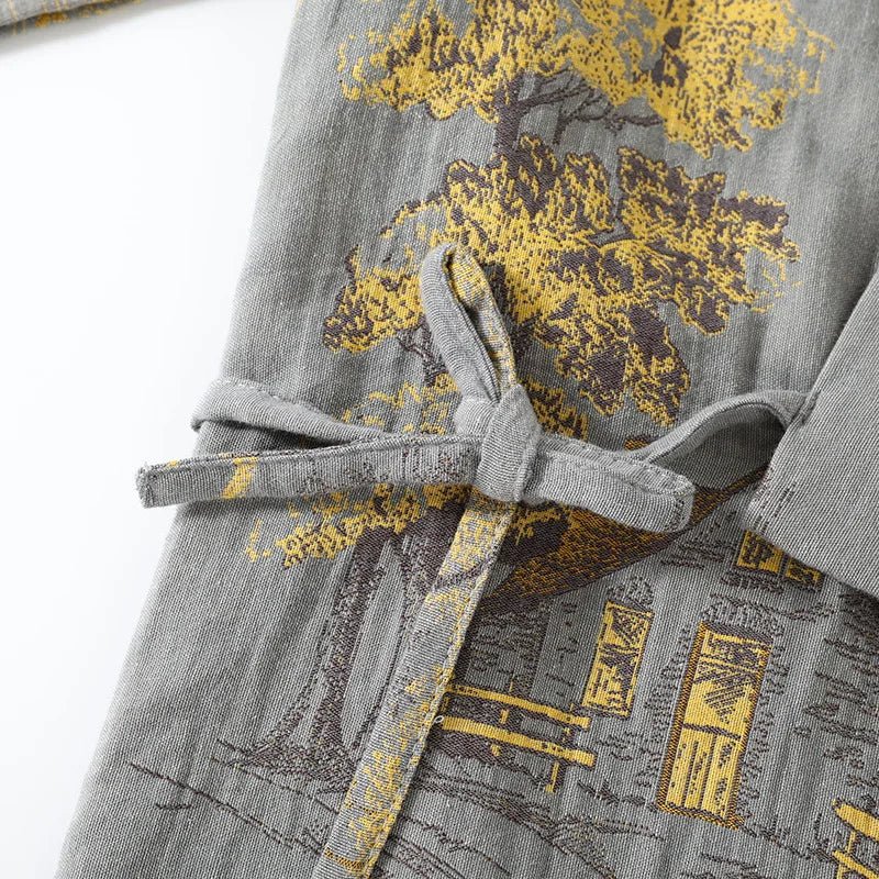Détails du col et des manches du pyjama kimono