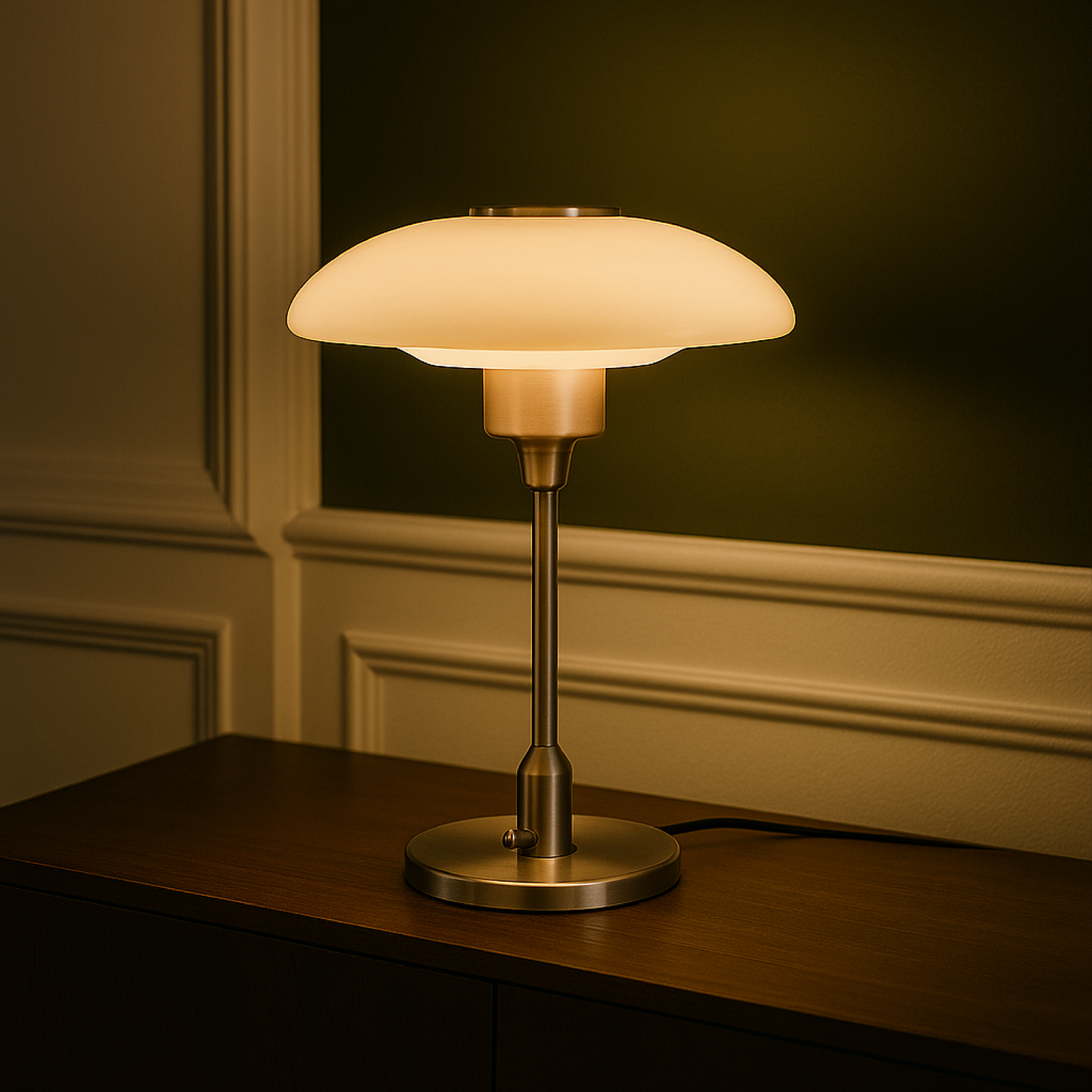 Vue d'ensemble de la lampe sur une table d'appoint moderne