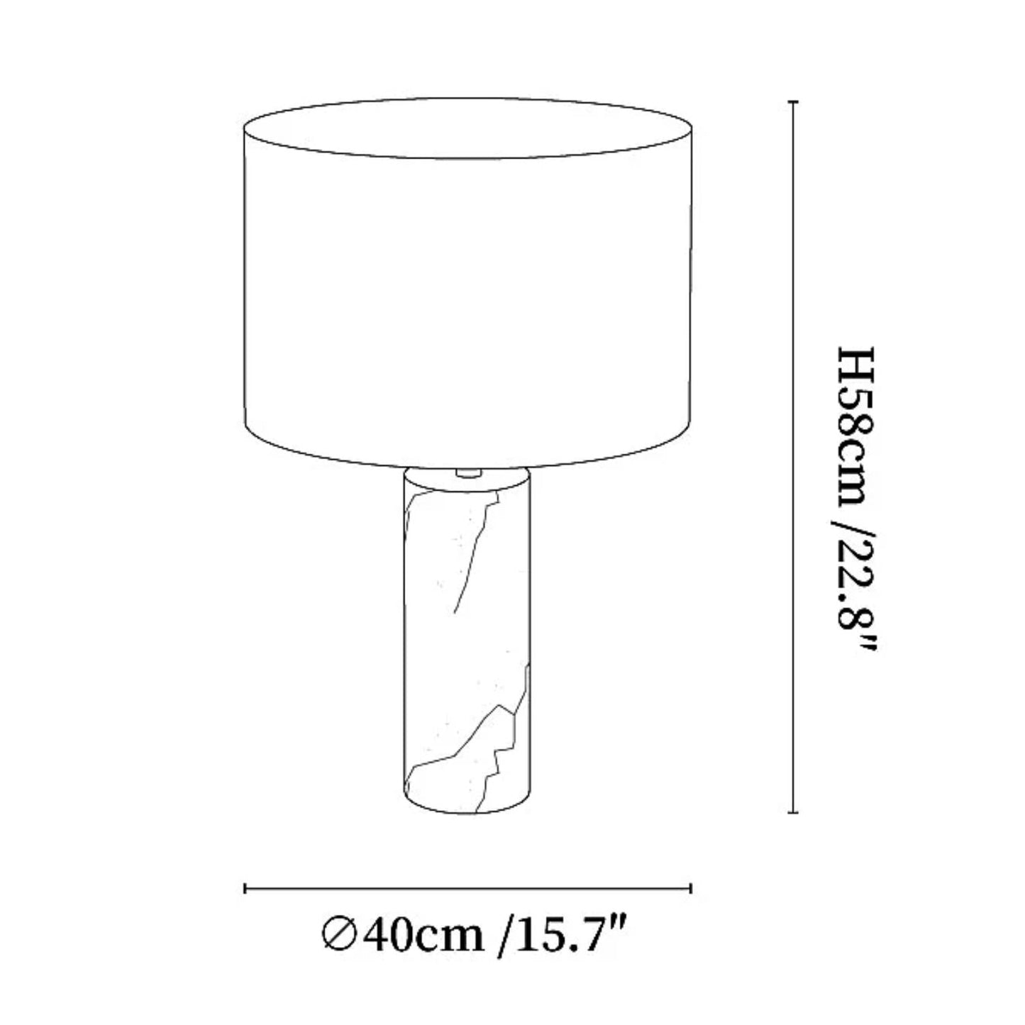 Vue rapprochée de la base cylindrique en marbre