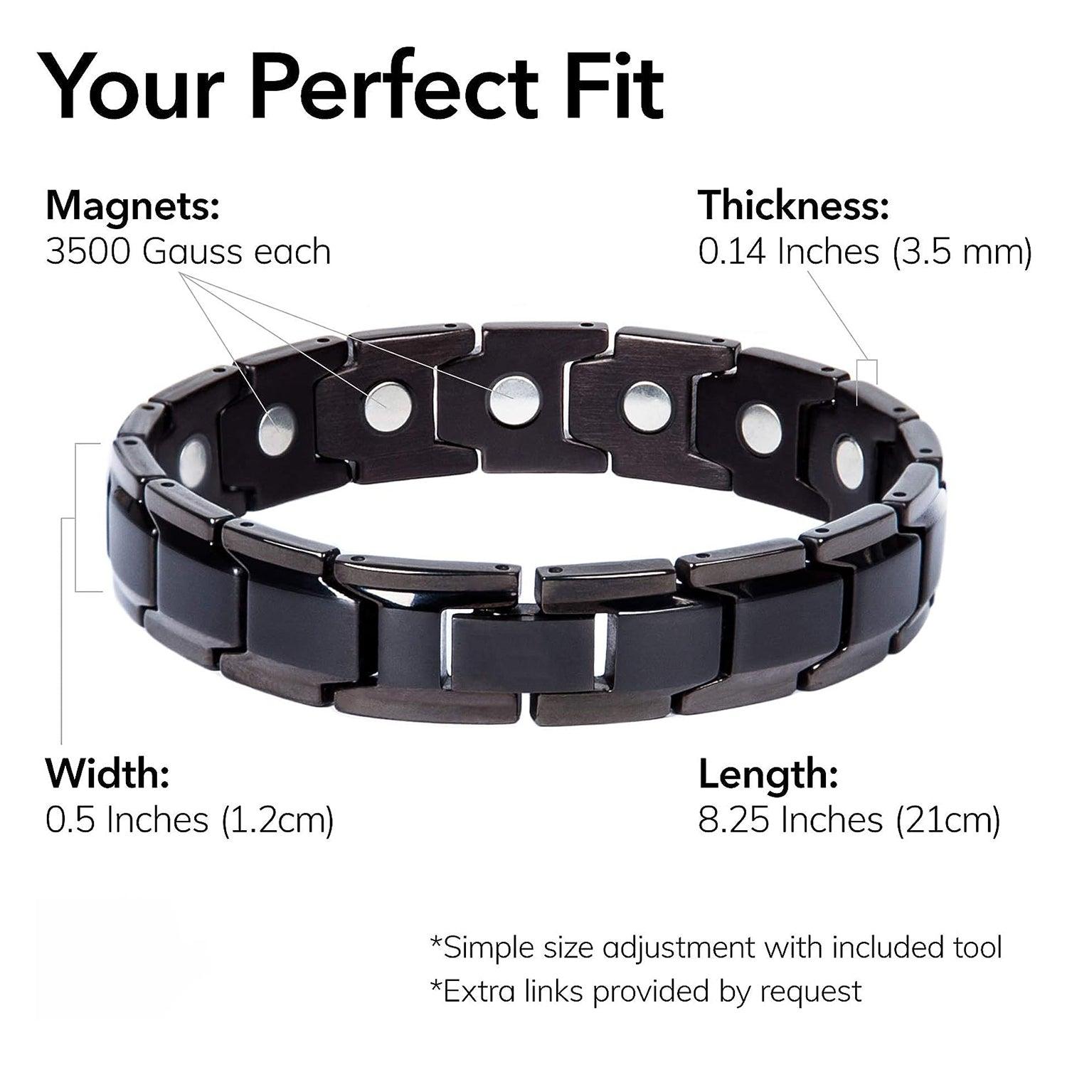 Bracelet ajustable pour arthrite, posé sur une surface en bois