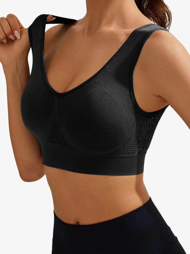 Brassière de sport blanche vue de face, haute support