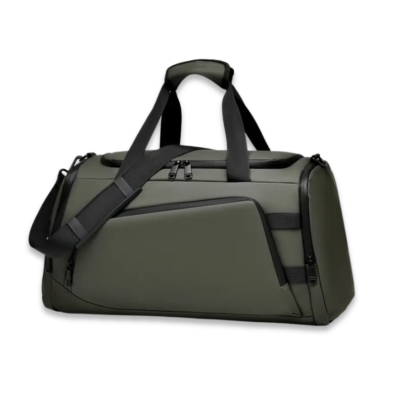 Sac de sport noir avec compartiment à chaussures visible
