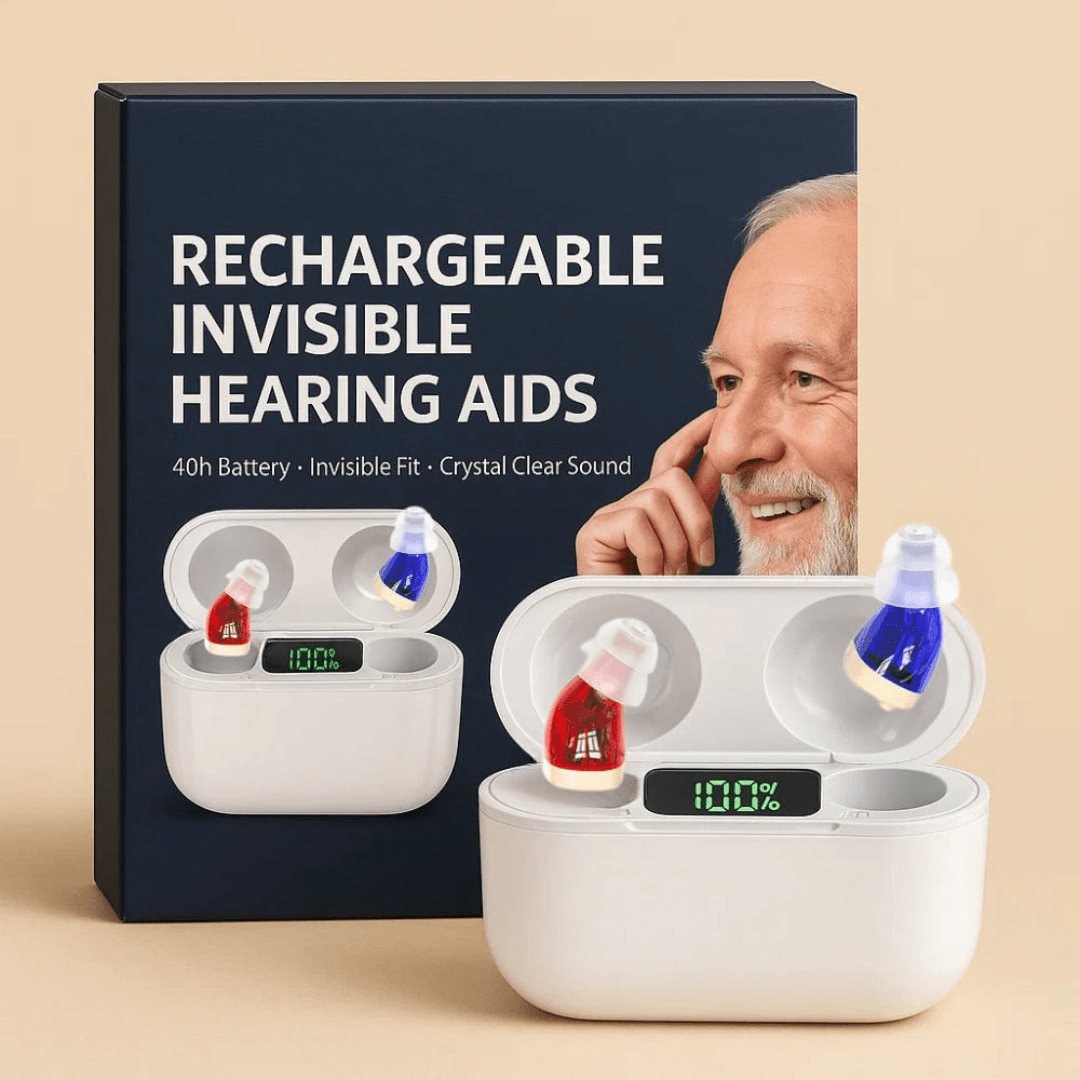 Appareil auditif intra-auriculaire posé sur une surface blanche