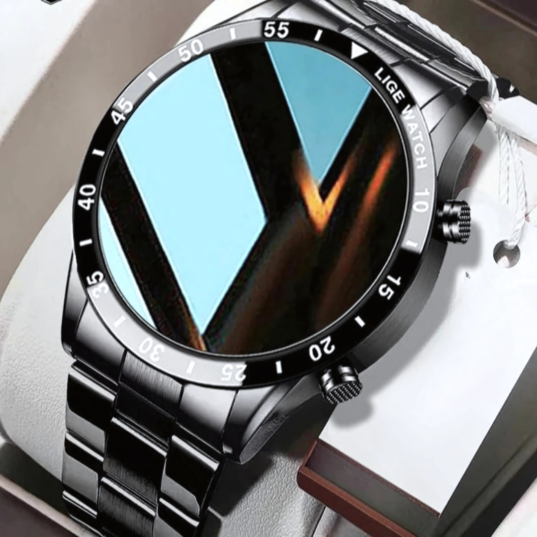 Vue de dessus d'une montre connectée avec écran tactile AMOLED