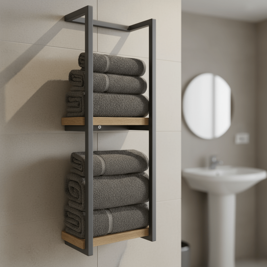 Vue d'ensemble du porte-serviettes, intégration harmonieuse au décor