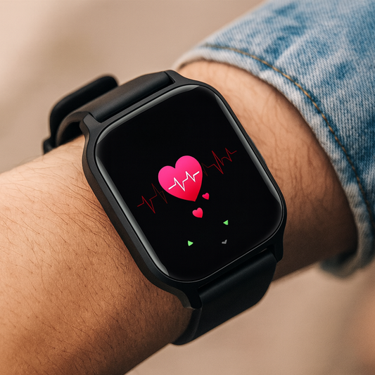 Montre connectée en profil, mettant en valeur son design moderne
