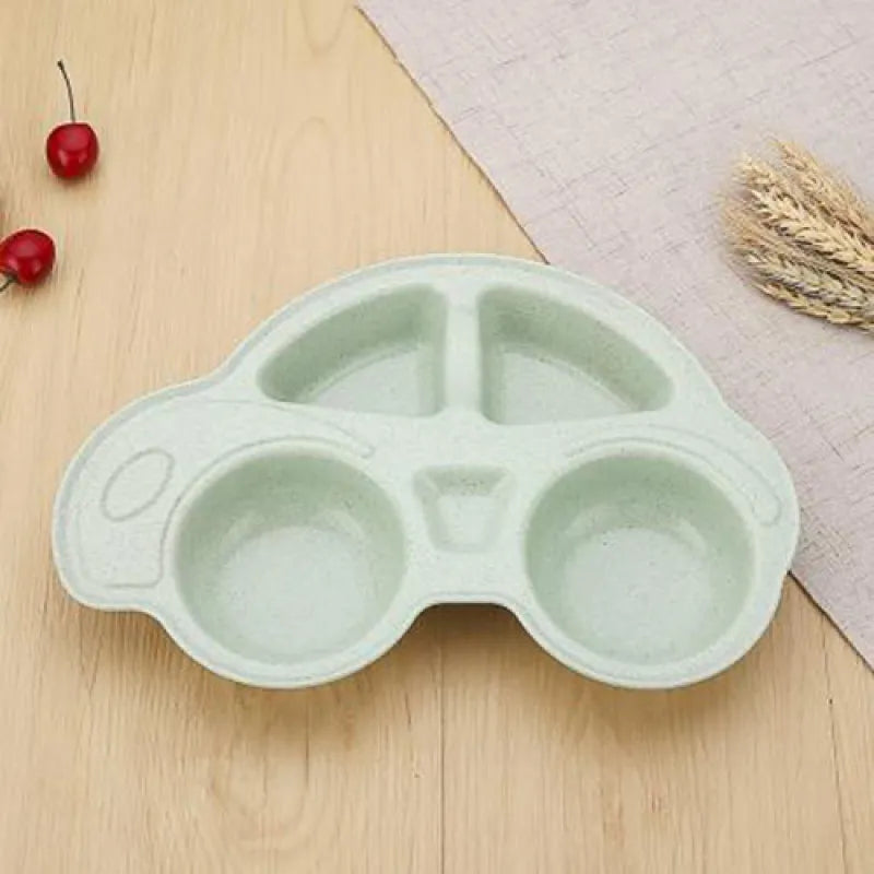 Détail des compartiments de l'assiette voiture pour enfants