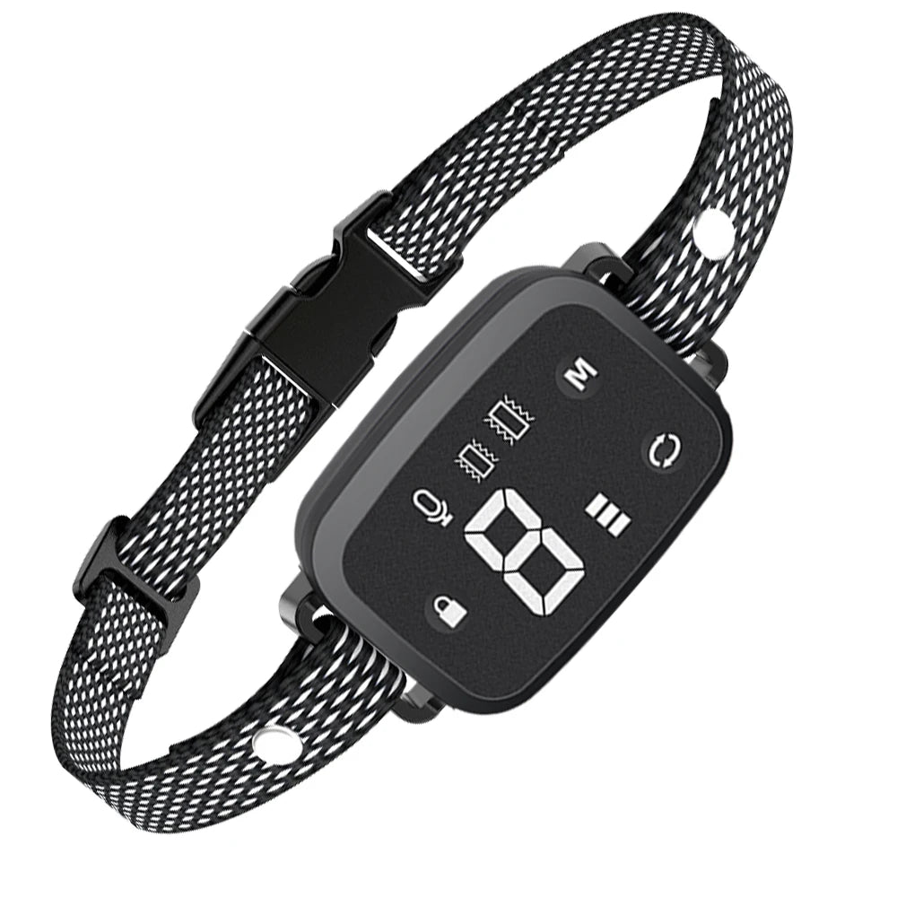 Collier anti-aboiement noir avec capteur ultrasonique et vibrations