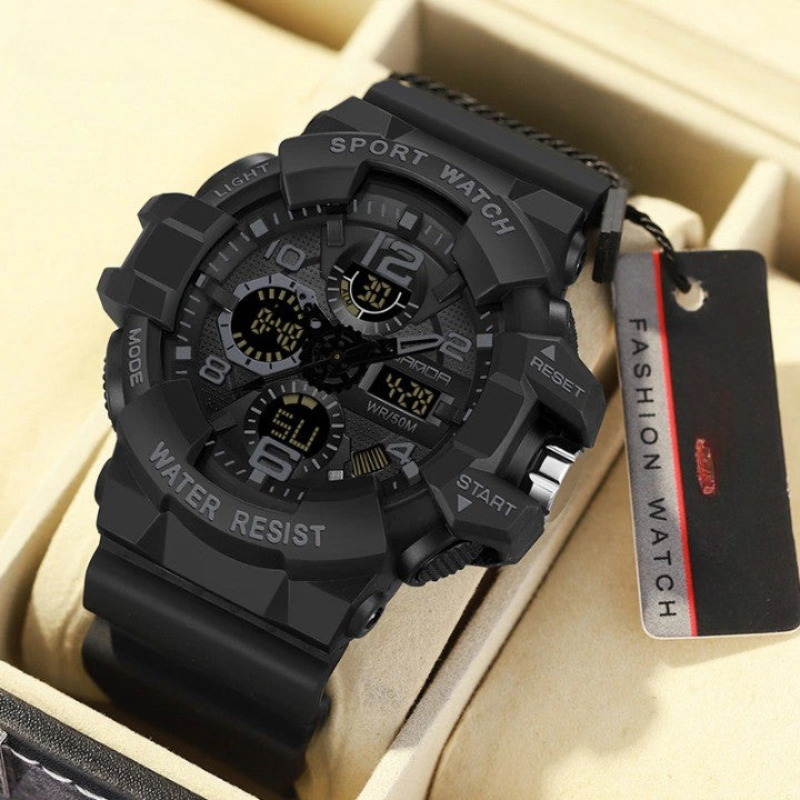 Montre numérique avec grand cadran et bracelet en résine