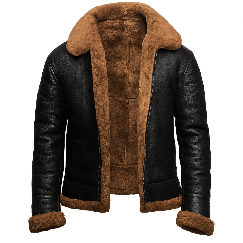 Vue arrière de la veste aviateur, mettant en valeur le col ajustable