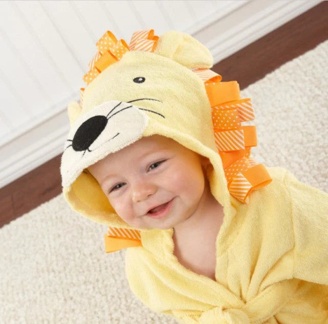 Peignoir bébé avec capuche, motifs animaux, prêt à laver