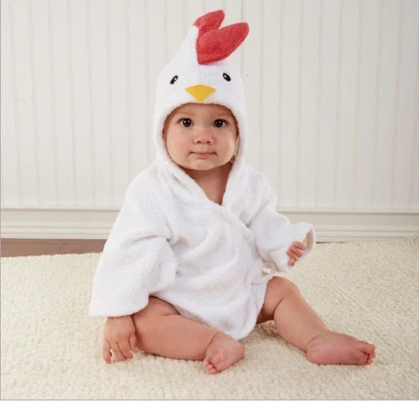 Peignoir bébé en coton, design animal, prêt à l'emploi