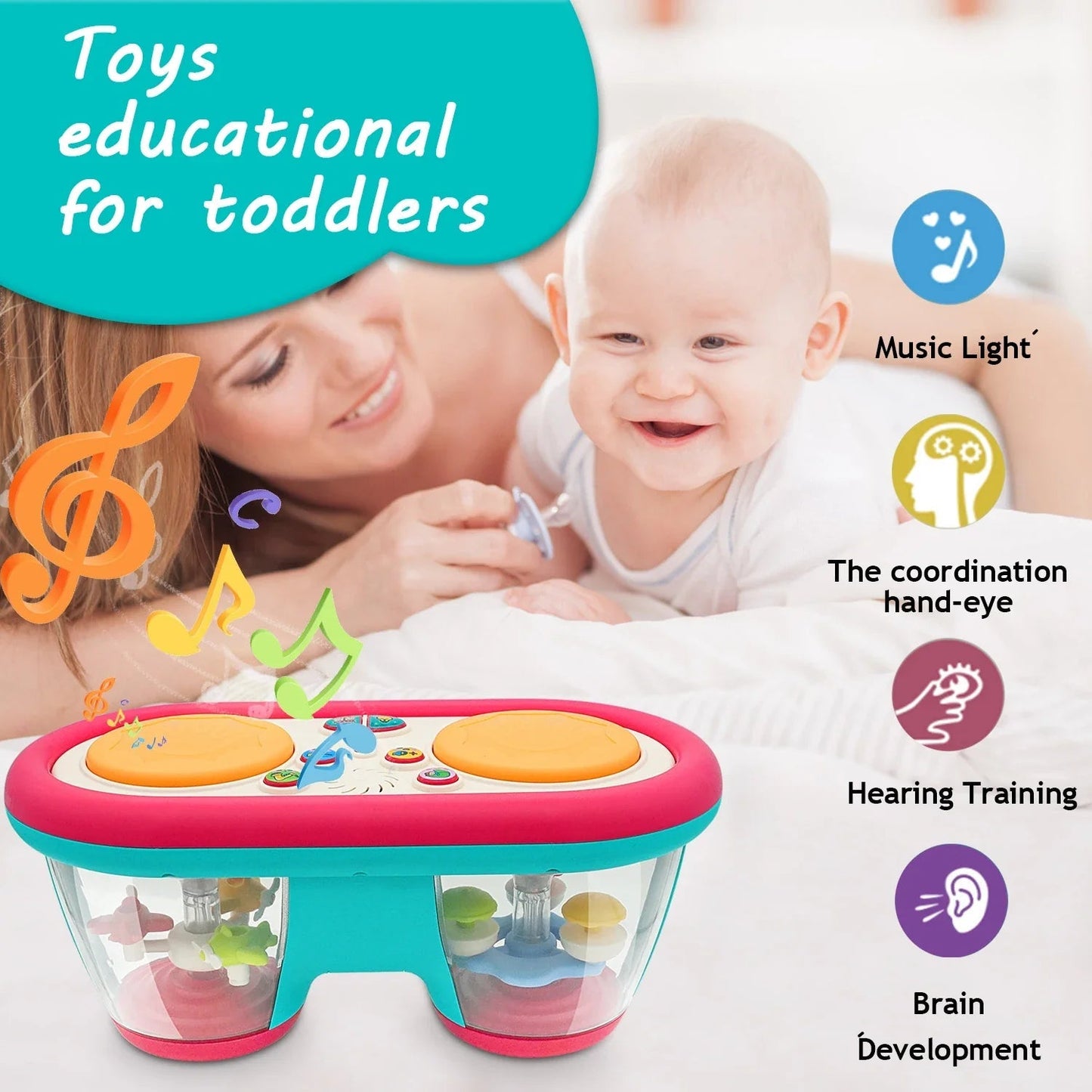 Ensemble de tambours pour bébé avec lumières colorées