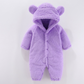 Combinaison bébé en fleece, vue de face avec capuche