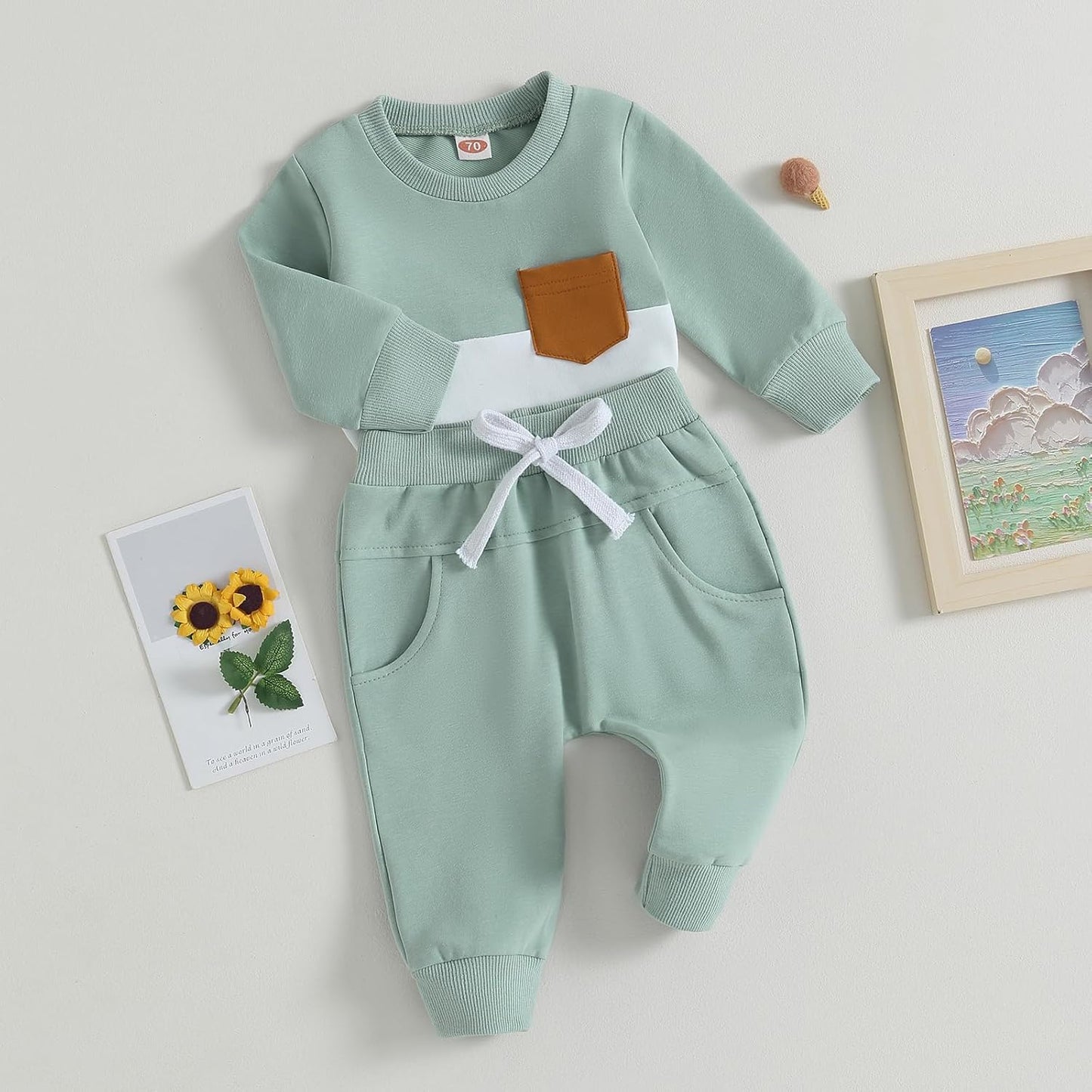 Sweatshirt bébé avec ourlet côtelé pour un ajustement parfait