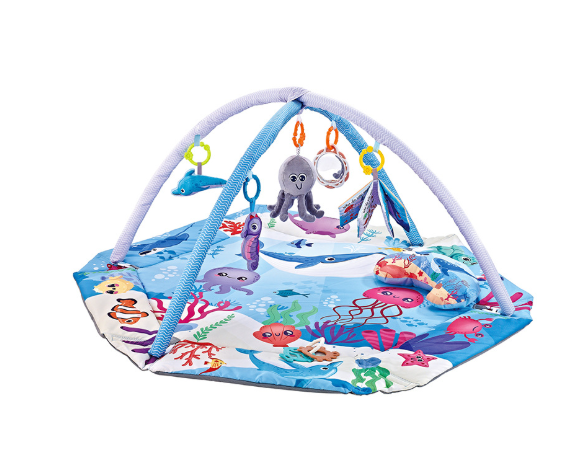 Tapis de jeu coloré pour bébé avec miroir et hochet inclus