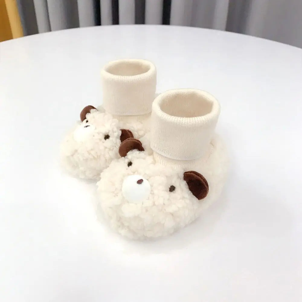 Chaussons bébé faciles à enfiler avec ours