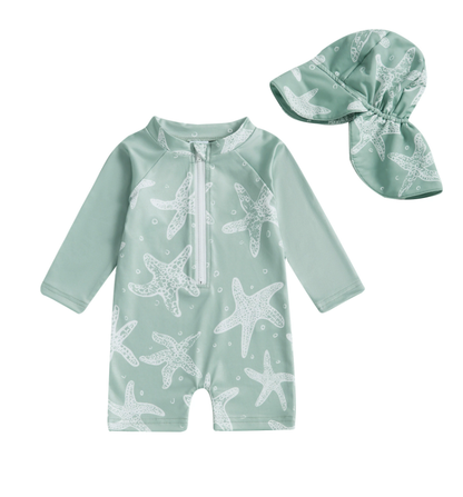 Ensemble de bain bébé avec manches longues et fermeture éclair