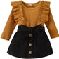 Ensemble bébé hiver avec col roulé tricoté et jupe