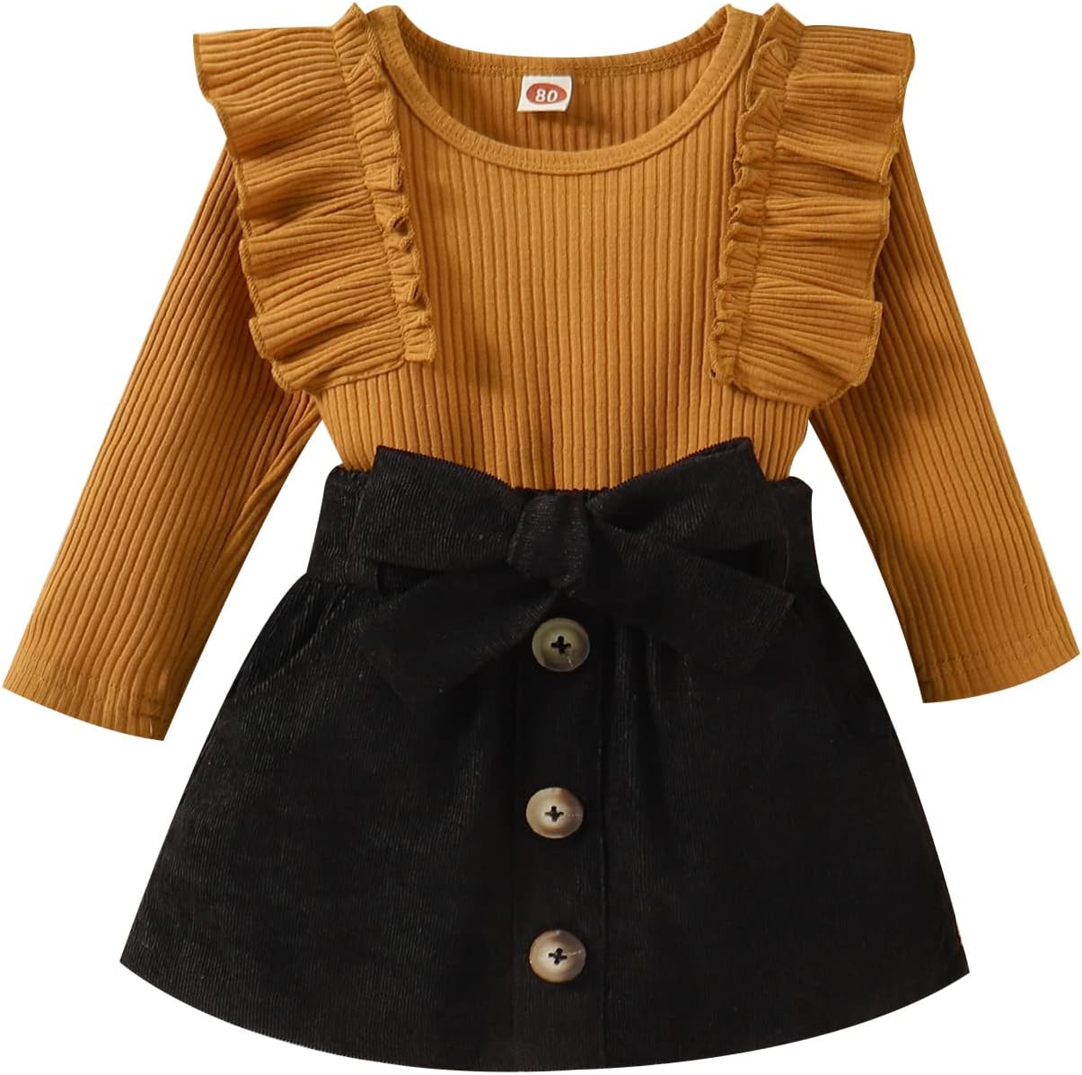 Ensemble bébé hiver avec col roulé tricoté et jupe