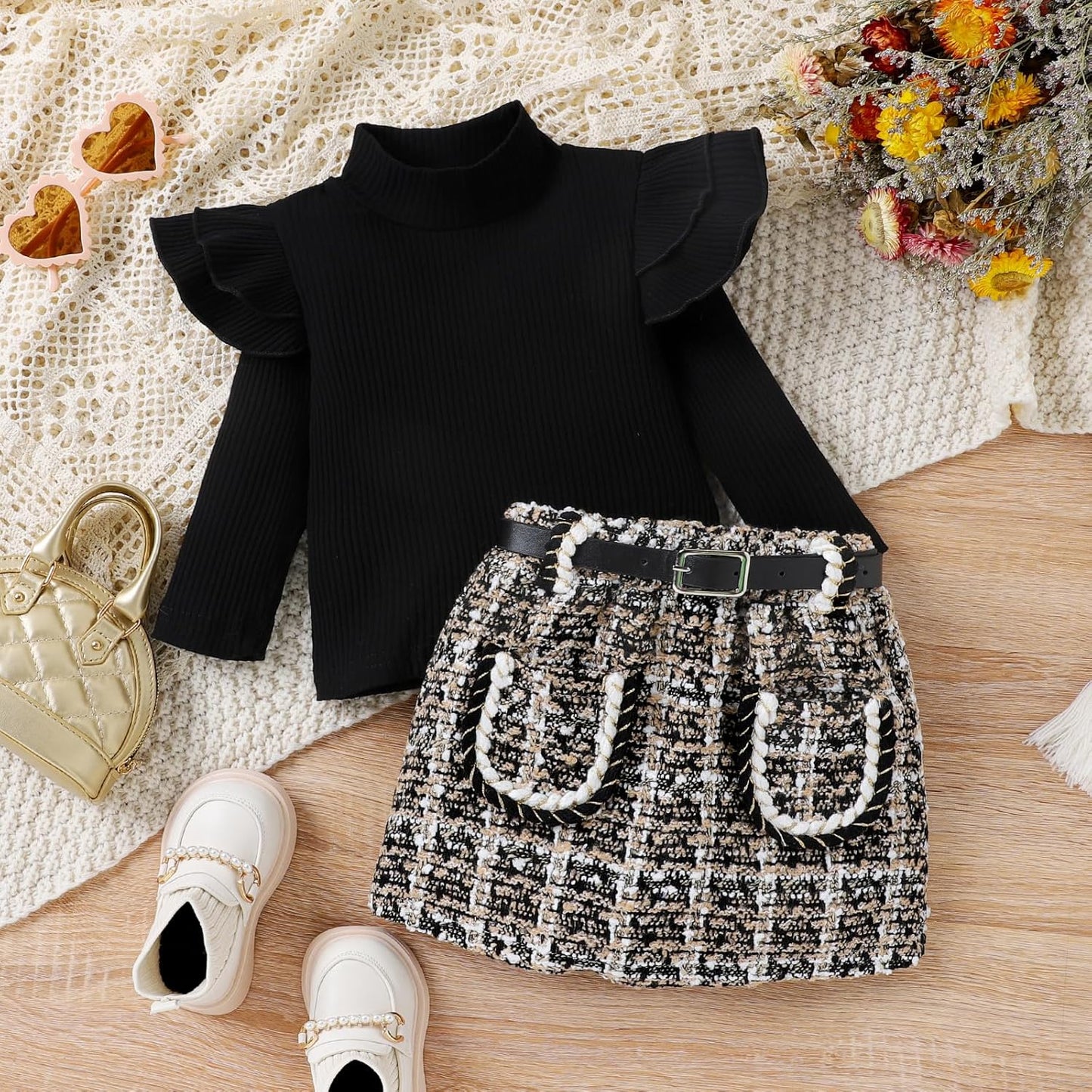 Ensemble hiver bébé avec jupe et col roulé