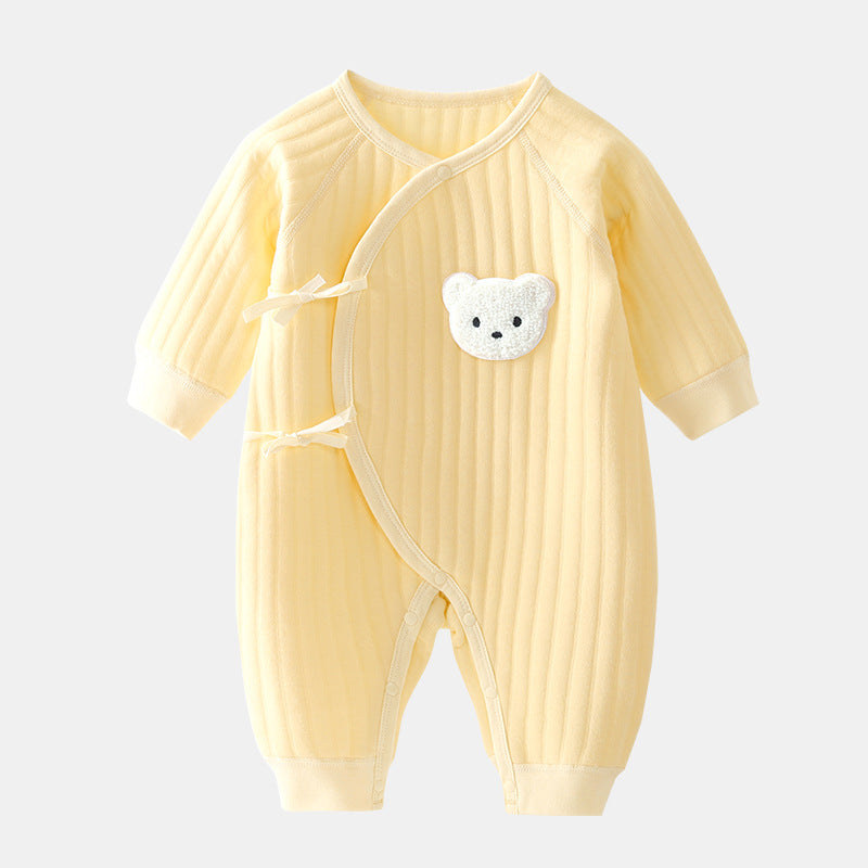 Salopette bébé en coton avec imprimé ours sur la poitrine