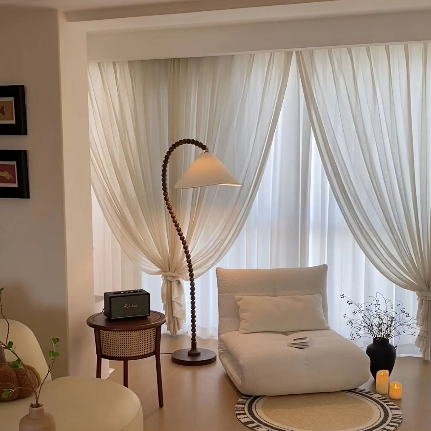 Zoom sur les perles de bois, texture organique