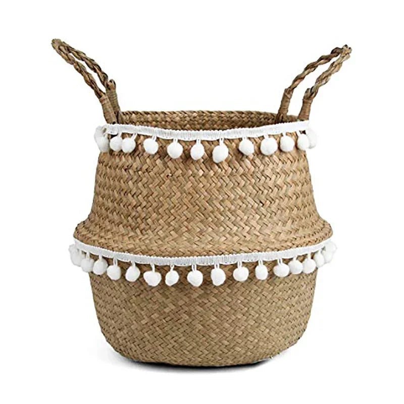 Vue rapprochée du tissage en bambou du panier