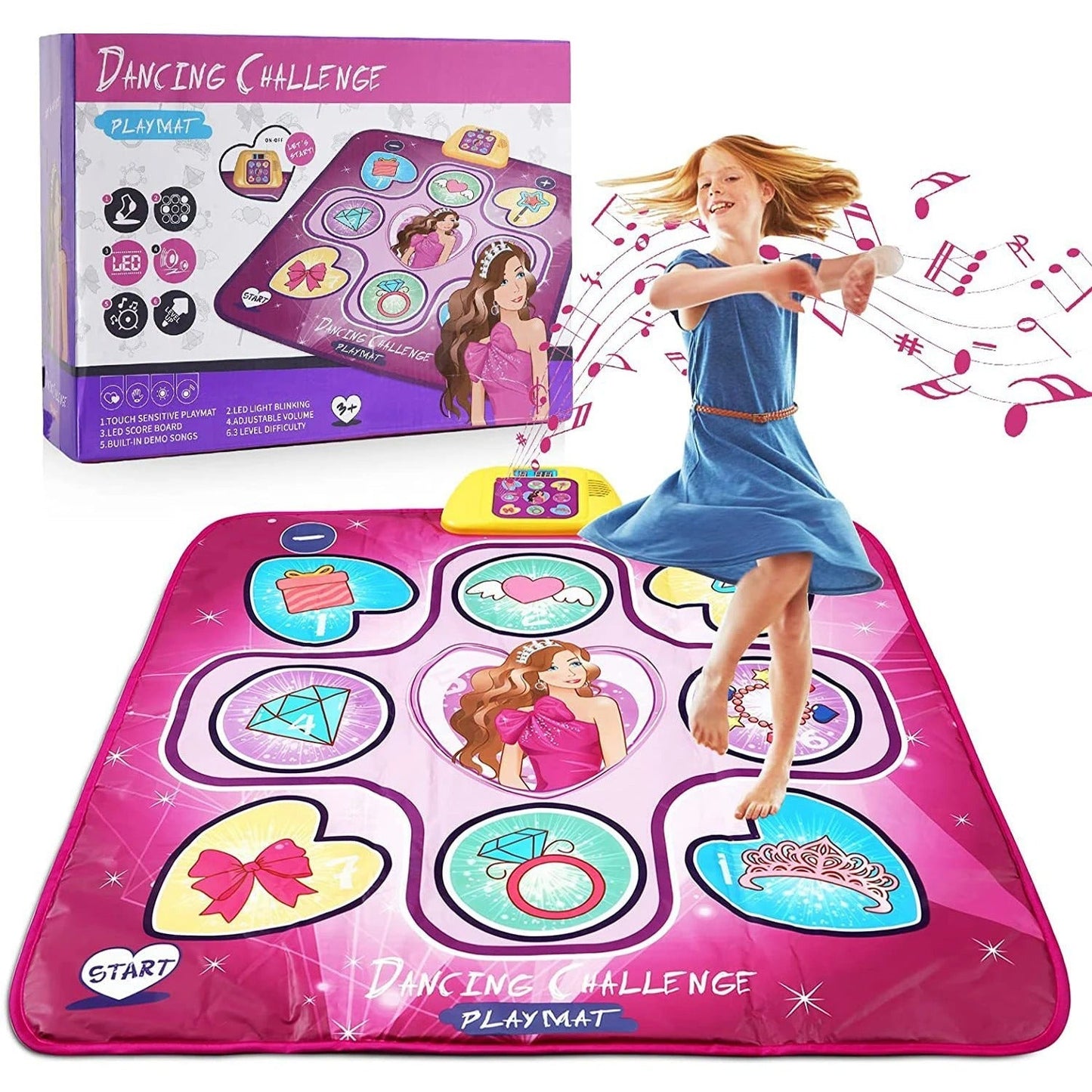 Tapis de danse avec signaux lumineux et enfants en mouvement