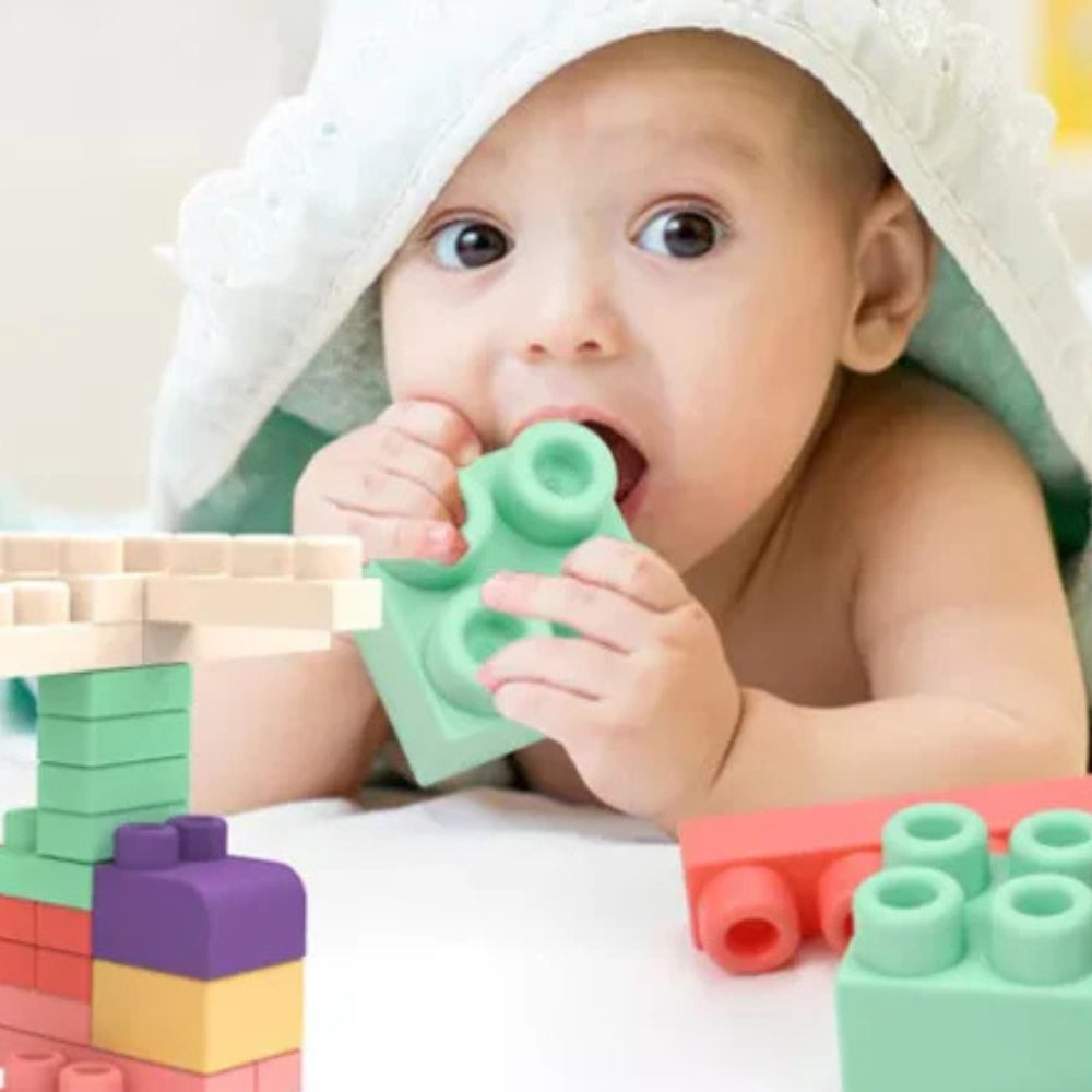 Vue rapprochée de blocs souples aux formes variées